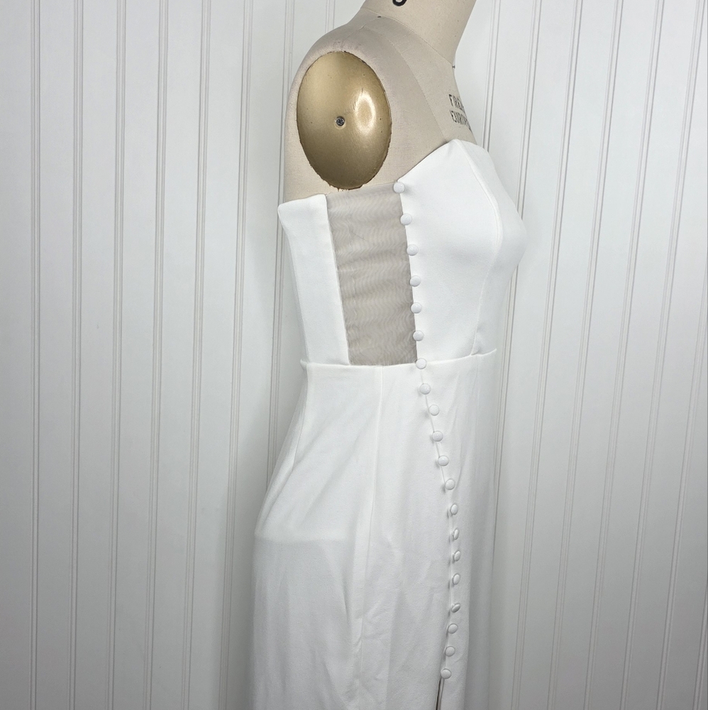 Lulus NWT Strapless White Midi Dress | Elegant | Side Slit | Size L - Picture 4 of 12